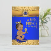 Invitation Baby shower Prince Royal Blue Gold (Debout devant)