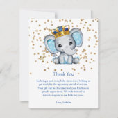 Invitation Baby shower Prince Royal Blue Gold Elephant Boy (Devant)