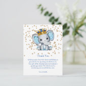 Invitation Baby shower Prince Royal Blue Gold Elephant Boy (Debout devant)