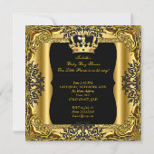Invitation Baby shower Prince sur le chemin Gold Black (Dos)