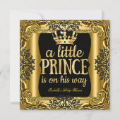 Invitation Baby shower Prince sur le chemin Gold Black (Devant)