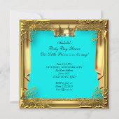 Invitation Baby shower Prince Turquoise Turquoise bleu (Dos)