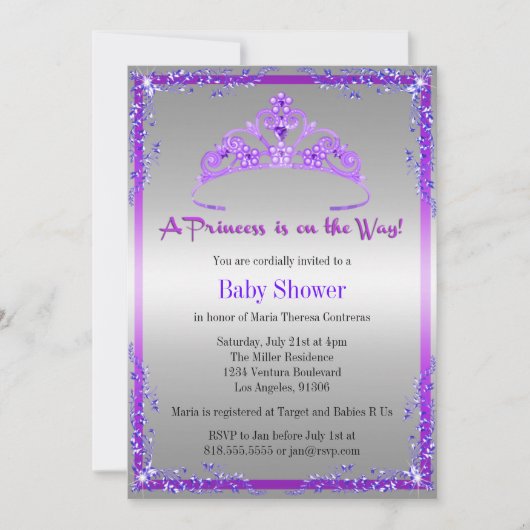Invitation Baby shower Princess (Devant)