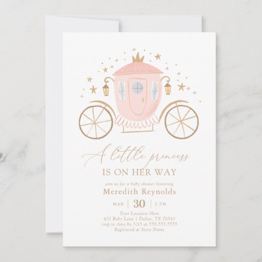 Invitation Baby shower Princess Carriage (Devant)