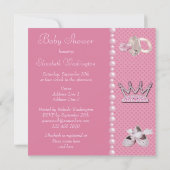 Invitation Baby shower Princess Crown Shoks & Jewel Pacifier (Dos)