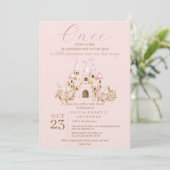 Invitation Baby shower Princess du château d'or rose (Debout devant)