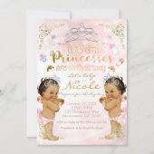 Invitation Baby shower Princess Pink Sparkle Twin Girls (Devant)
