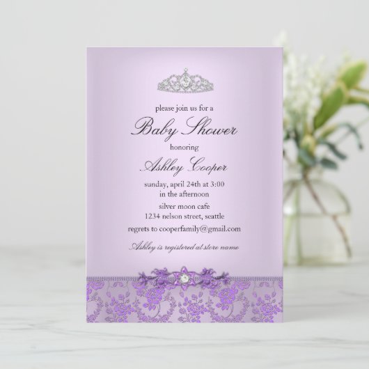 Invitation Baby shower Princess Purple (Debout devant)
