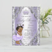 Invitation Baby shower Princess Tutu en argent violet (Debout devant)