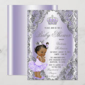 Invitation Baby shower Princess Tutu en argent violet (Devant / Derrière)