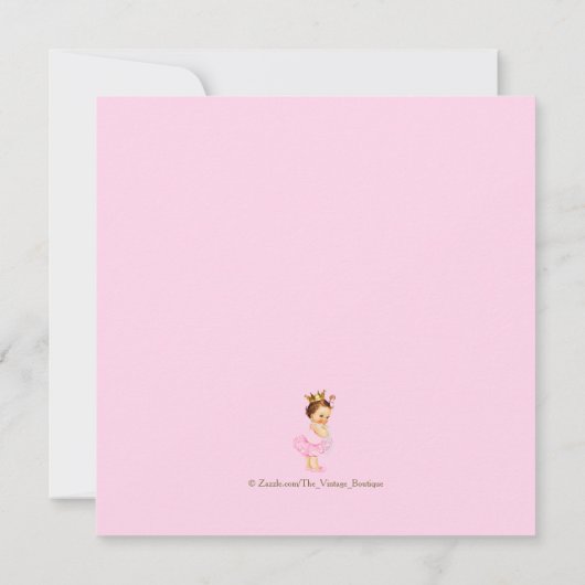 Invitation Baby shower Princess Tutu Gold rose (Dos)