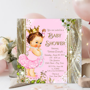 Invitation Baby shower Princess Tutu Gold rose
