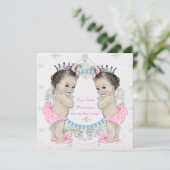 Invitation Baby shower Princess Twin Girl (Debout devant)