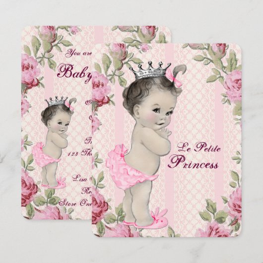 Invitation Baby shower Princesse (Devant / Derrière)