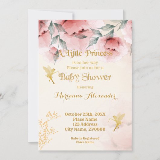 Invitation Baby shower Princesse (Devant)
