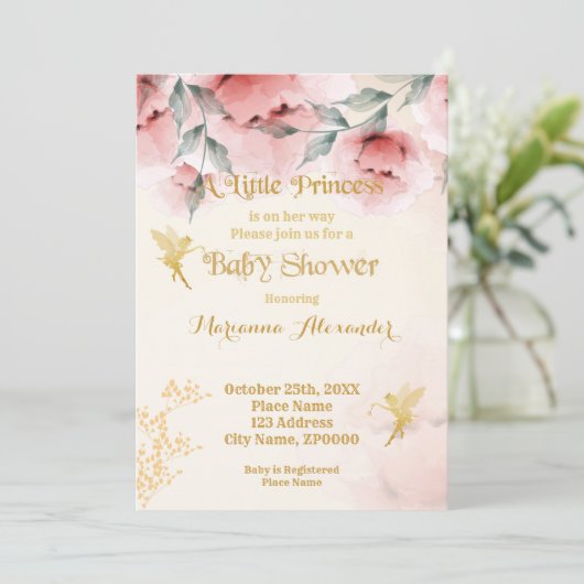 Invitation Baby shower Princesse (Debout devant)