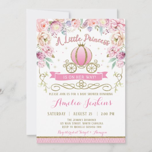 Invitation Baby shower Princesse (Devant)