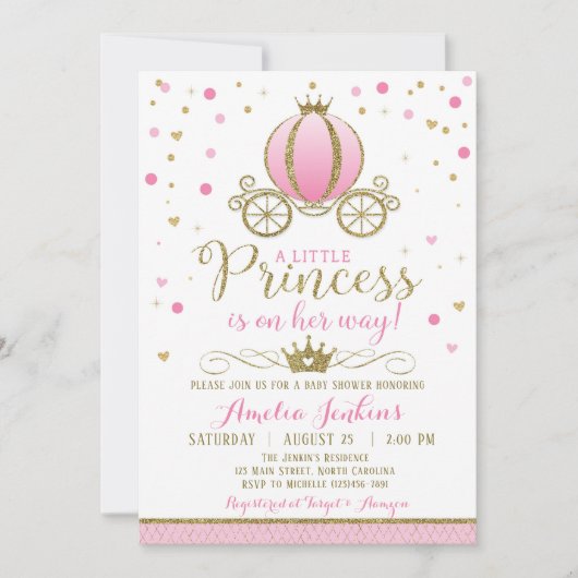Invitation Baby shower Princesse (Devant)