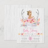 Invitation Baby shower princesse Antler Tribal Boho (Devant / Derrière)