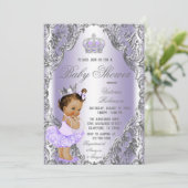 Invitation Baby Shower Princesse Argent Violet (Debout devant)