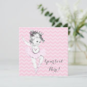 Invitation Baby shower princesse Ballerina rose (Debout devant)