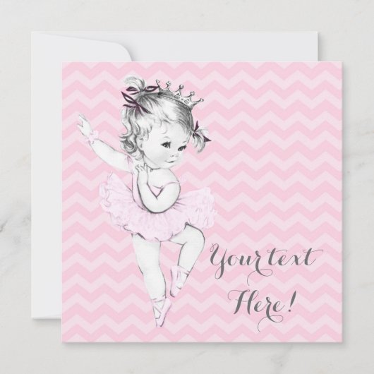 Invitation Baby shower princesse Ballerina rose (Devant)