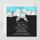 Invitation Baby shower princesse Black Turquoise Blue Bow (Dos)