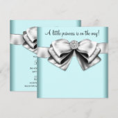 Invitation Baby Shower Princesse Bleu Canard Noir (Devant / Derrière)