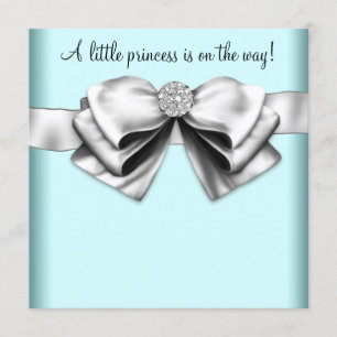 Invitation Baby Shower Princesse Bleu Canard Noir