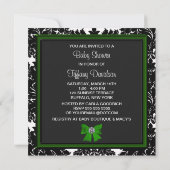 Invitation Baby shower Princesse Bow Green Damask noir (Dos)