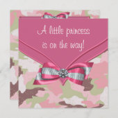 Invitation Baby shower Princesse Camouflage rose (Devant / Derrière)