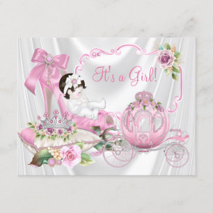 Invitation Baby Shower Princesse Chaussure Rose