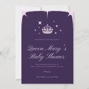 Invitation Baby shower Princesse Couronne violette et rose