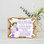 Invitation Baby shower Princesse Cowgirl violet (Debout devant)