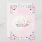 Invitation Baby shower princesse cygne rose violet Floral (Dos)
