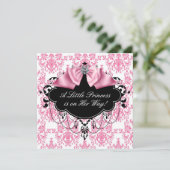 Invitation Baby shower princesse Damas noir rose (Debout devant)