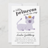 Invitation Baby shower Princesse de chat violet (Devant)