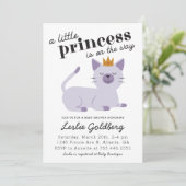 Invitation Baby shower Princesse de chat violet (Debout devant)