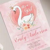 Invitation Baby shower princesse de cygne rose pâle