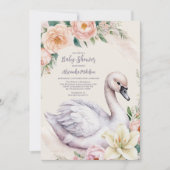 Invitation Baby shower princesse de cygne rose rose pâle (Devant)