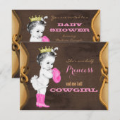 Invitation Baby shower princesse de fille rose (Devant / Derrière)