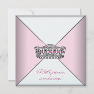 Invitation Baby shower princesse Diamond Tiara Pink