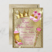 Invitation Baby shower Princesse d'or rose (Devant / Derrière)