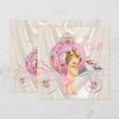 Invitation Baby shower princesse d'or rose et d'ivoire Pearl (Devant / Derrière)