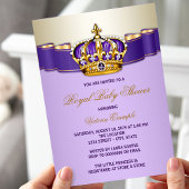 Invitation Baby shower Princesse d'or violet