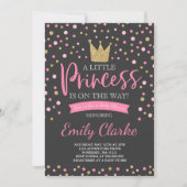 Invitation Baby shower Princesse Douche en or rose (Devant)
