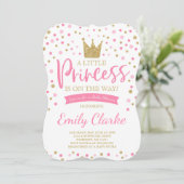 Invitation Baby shower Princesse Douche en or rose (Debout devant)