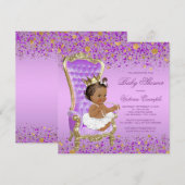 Invitation Baby Shower Princesse Ethnique Or Pourpre (Devant / Derrière)