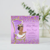 Invitation Baby Shower Princesse Ethnique Or Pourpre (Debout devant)