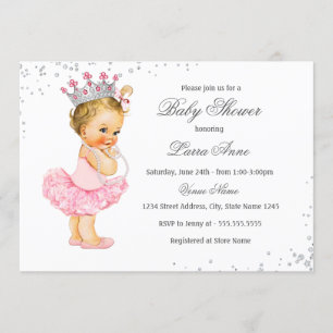 Invitation Baby shower princesse Étincelle rose